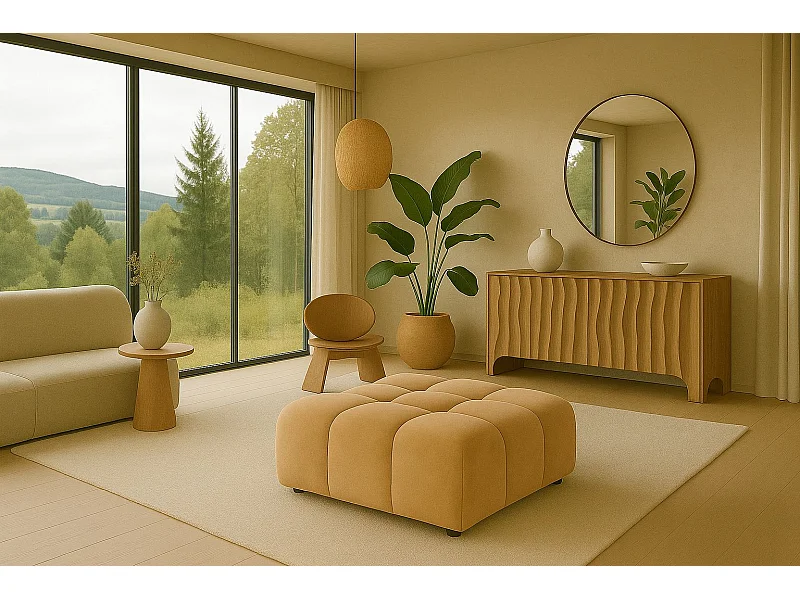 Kruk, modulaire kruk Bolla, stof Bluvel, Latte