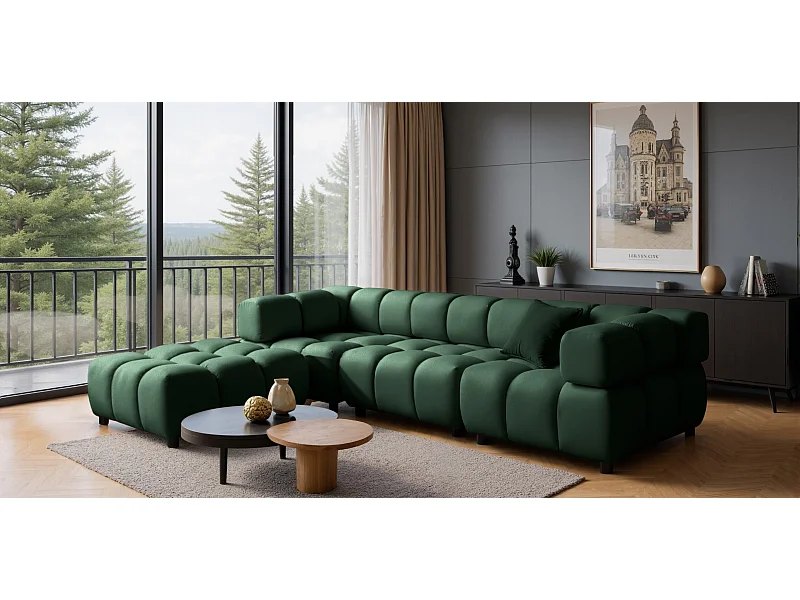 Bolla L-vormige hoekbank, stof Bluvel, groen, linkerzijde