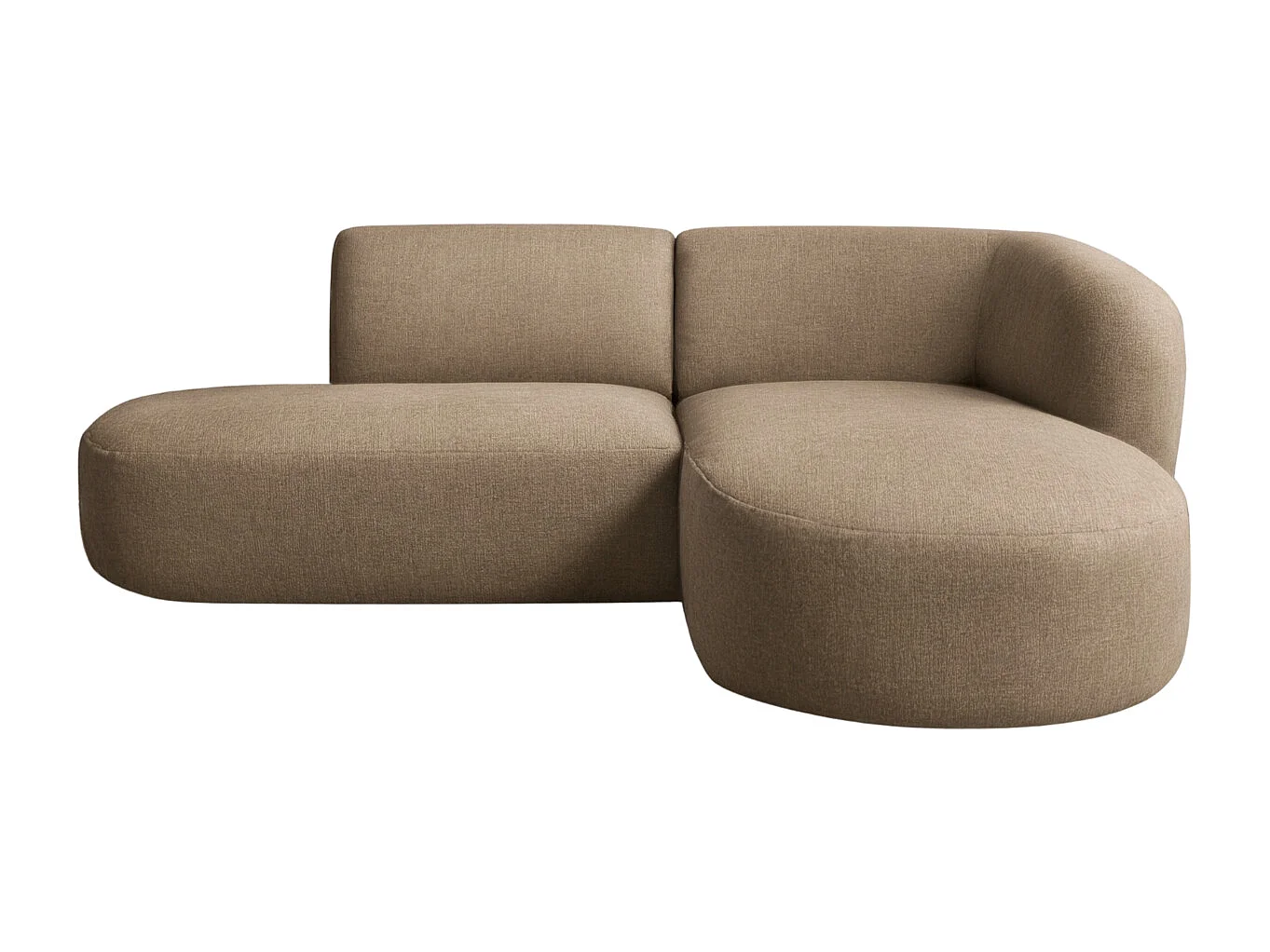 Ecksofa L-Form Luna, stoff Lins, Cappuccino, Rechts