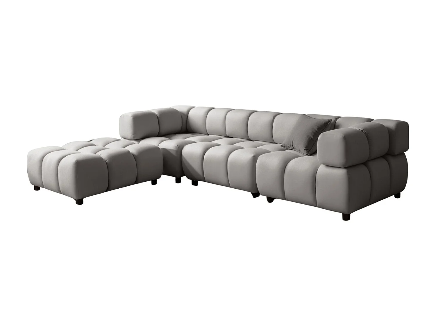 Canapé d'angle Bolla en forme de L, tissu Bluvel, gris, côté gauche