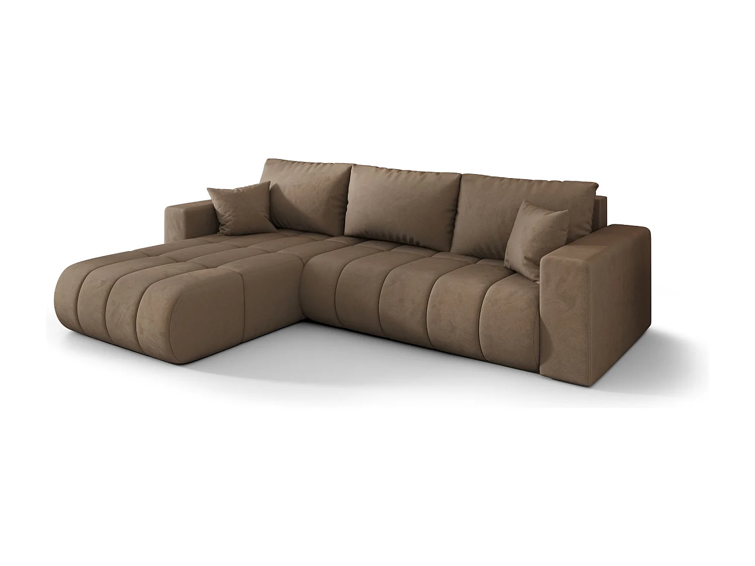 Canapé d'angle convertible avec compartiment de rangement MILO PREMIUM, tissu MONOLITH, marron clair, gauche