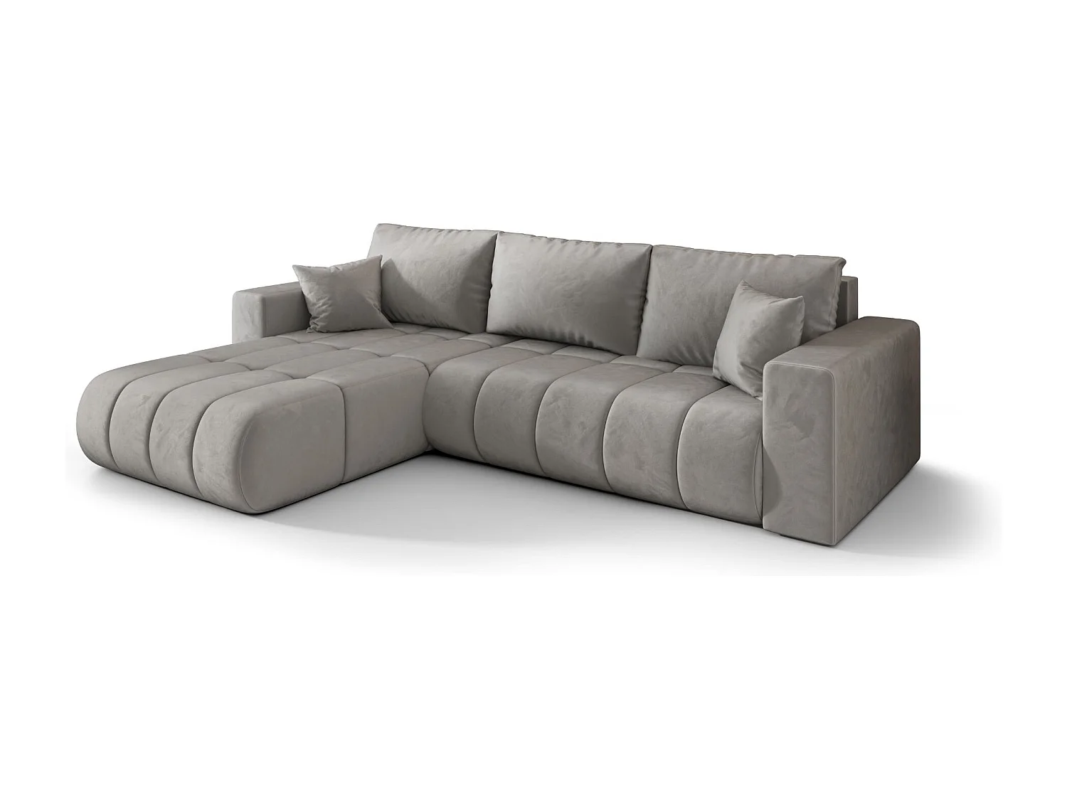 Ecksofa mit schlaffunktion und bettkasten MILO PREMIUM, stoff MONOLITH, Hellgrau, Links