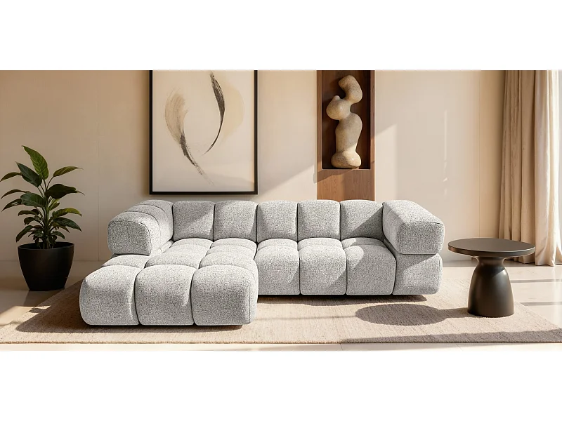 Ecksofa L-Form Averro, stoff Puente, Hellgrau, Links