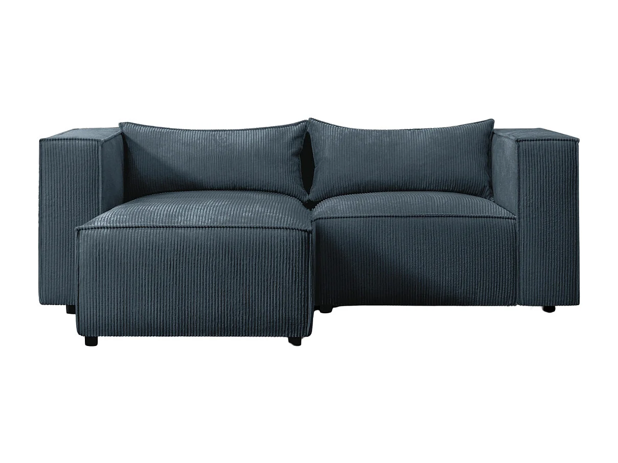 Canapé d'angle en L Modulo, tissu Lincoln, bleu foncé, gauche