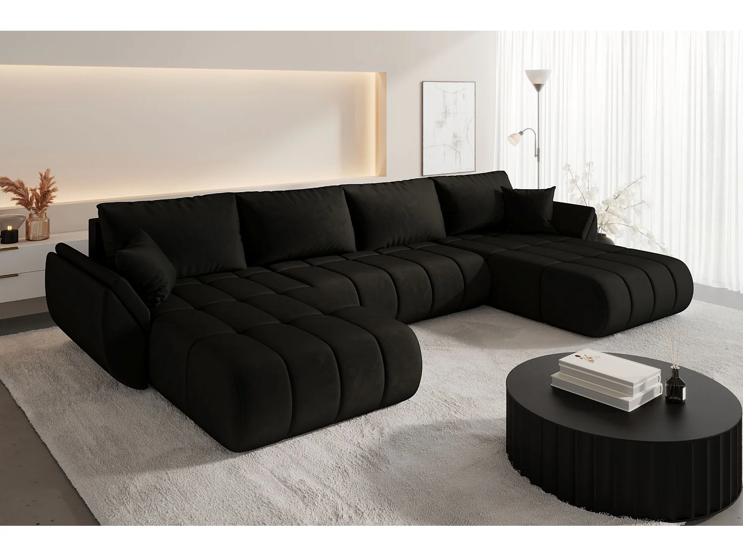 Ecksofa mit schlaffunktion und bettkasten TOKYO U PREMIUM, stoff MONOLITH, Dunkelgrau
