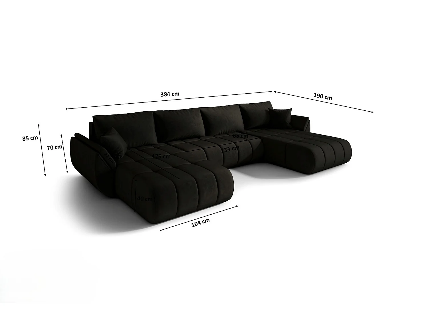 Canapé d'angle convertible avec compartiment de rangement TOKYO U PREMIUM, tissu MONOLITH, gris foncé