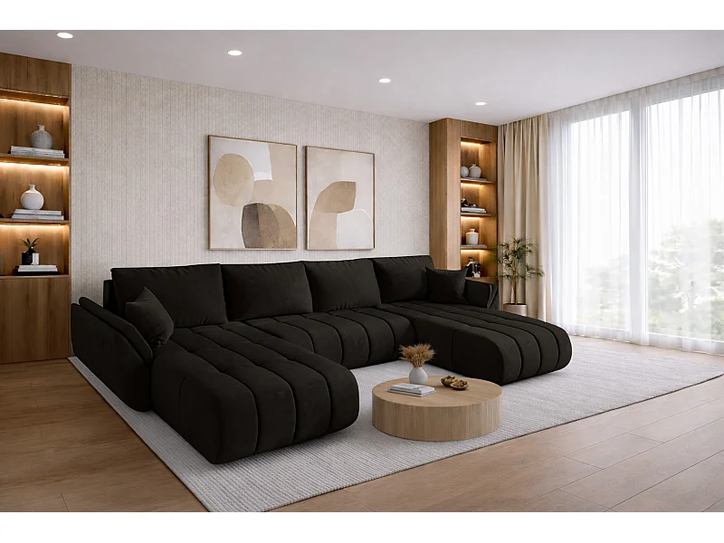 Ecksofa mit schlaffunktion und bettkasten TOKYO U PREMIUM, stoff MONOLITH, Dunkelgrau