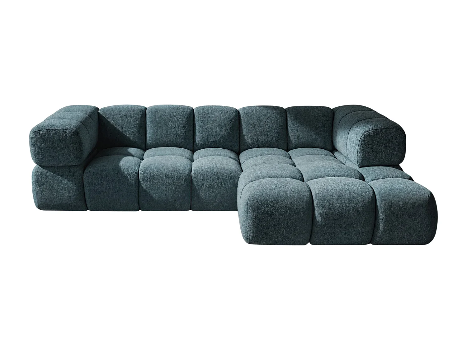 Canapé d'angle en L Averro, tissu Puente, couleur pétrole, à droite
