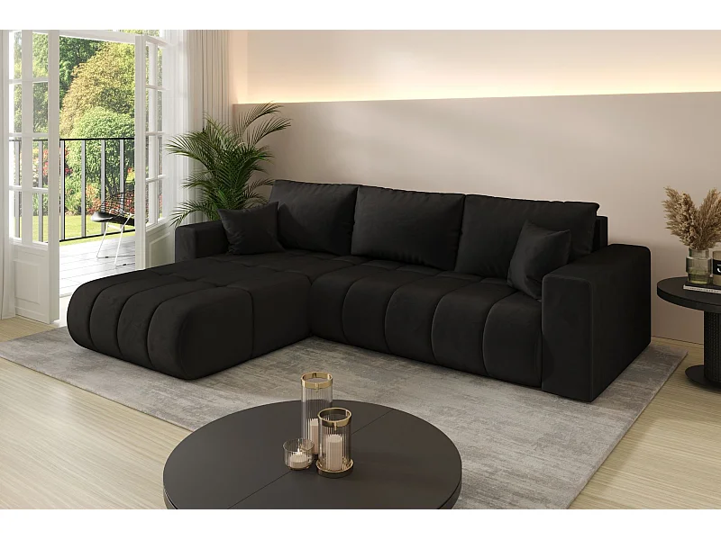 Ecksofa mit schlaffunktion und bettkasten MILO PREMIUM, stoff MONOLITH, Anthrazit, Links