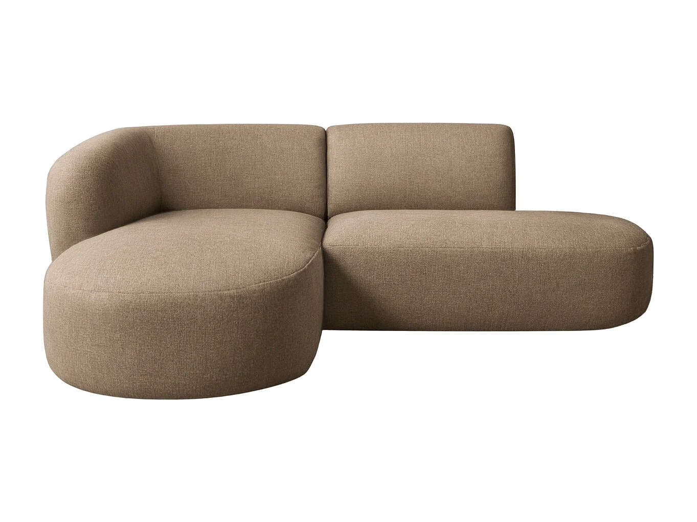 Ecksofa L-Form Luna, stoff Lins, Cappuccino, Links