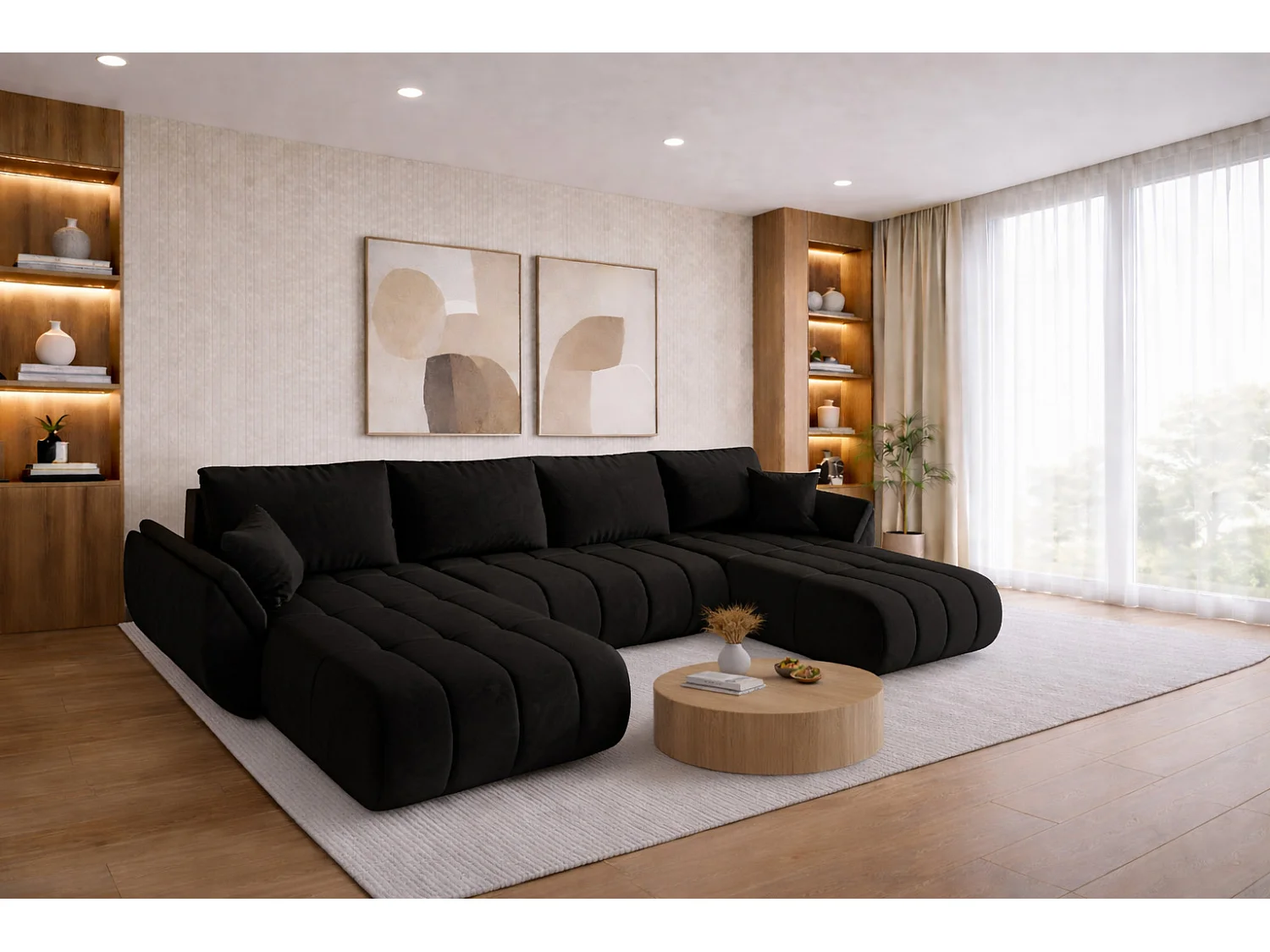 Narożnik z funkcją spania i pojemnikiem TOKYO U PREMIUM, tkanina Monolith, Antracytowy