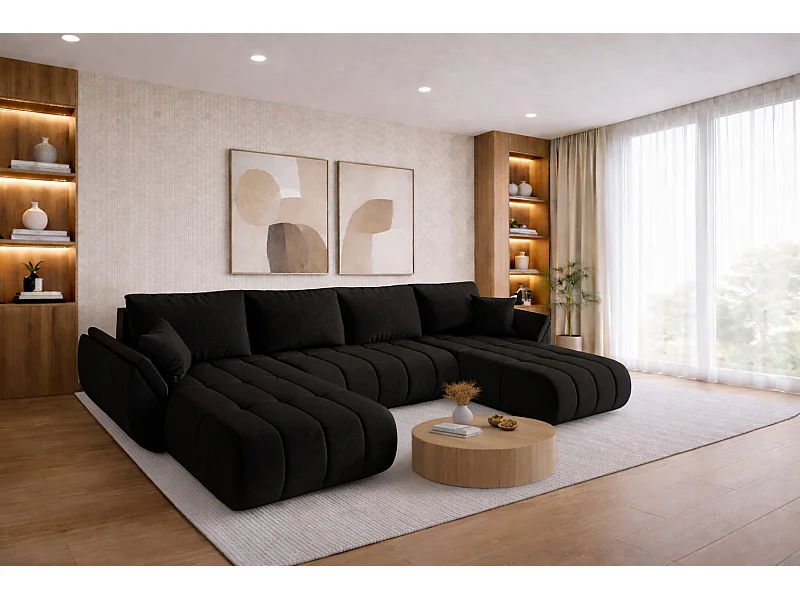 Ecksofa mit schlaffunktion und bettkasten TOKYO U PREMIUM, stoff MONOLITH, Anthrazit