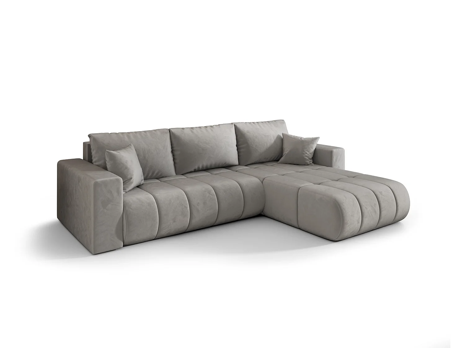 Canapé d'angle convertible avec compartiment de rangement MILO PREMIUM, tissu MONOLITH, gris clair, côté droit