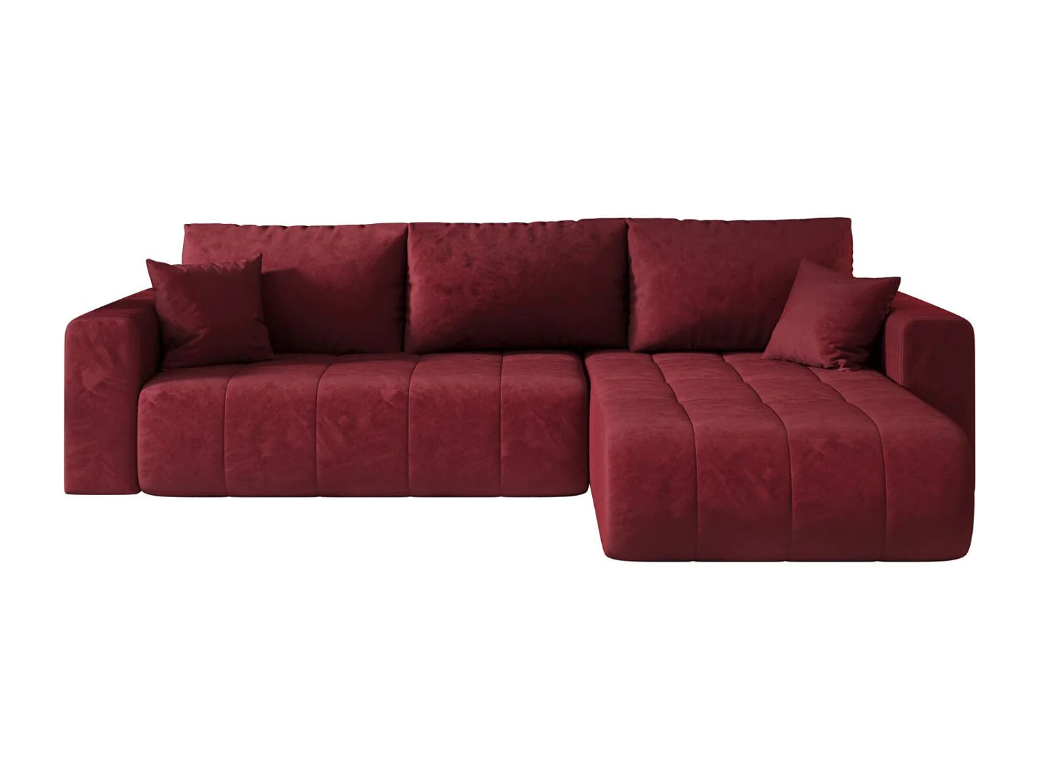 Canapé d'angle convertible avec coffre de rangement MILO, tissu MONOLITH, rouge, côté droit