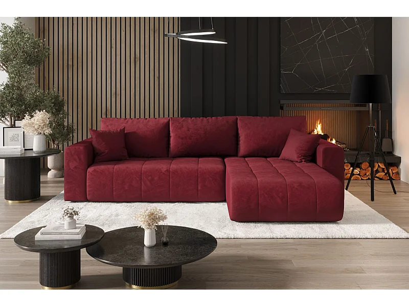 Ecksofa mit schlaffunktion und bettkasten MILO, stoff MONOLITH, Rot, Rechts