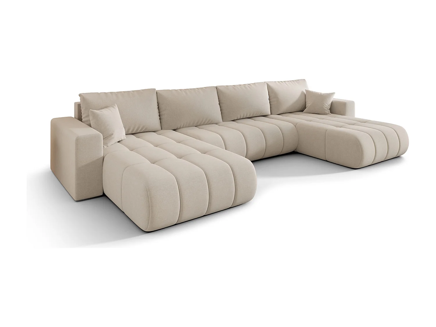 Canapé d'angle convertible avec compartiment de rangement MILO U PREMIUM, tissu WIND, beige