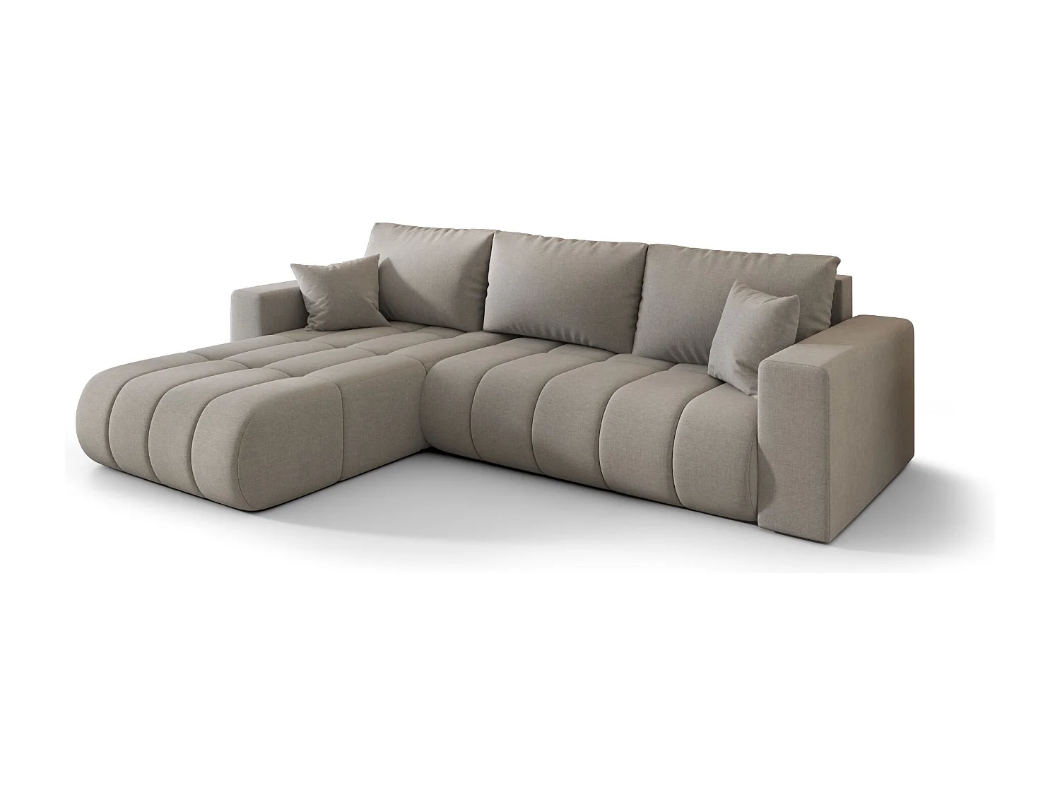Ecksofa mit schlaffunktion und bettkasten MILO PREMIUM, stoff WIND, Grau, Links