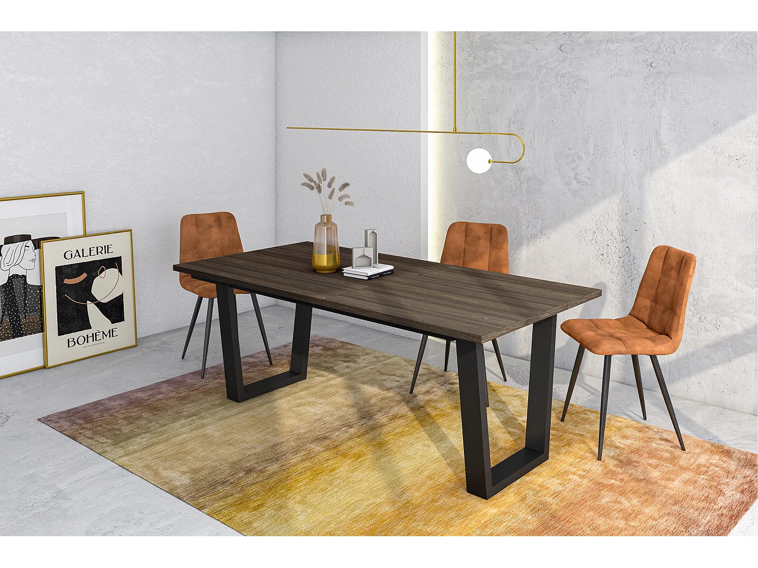 Table à manger, 194x90x74 cm, Pour 10 personnes, Meubles de Salon, Chêne foncé