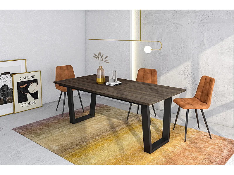 Eettafel, 194x90x74 cm, Voor 10 personen, Dining Table, Donkere eik