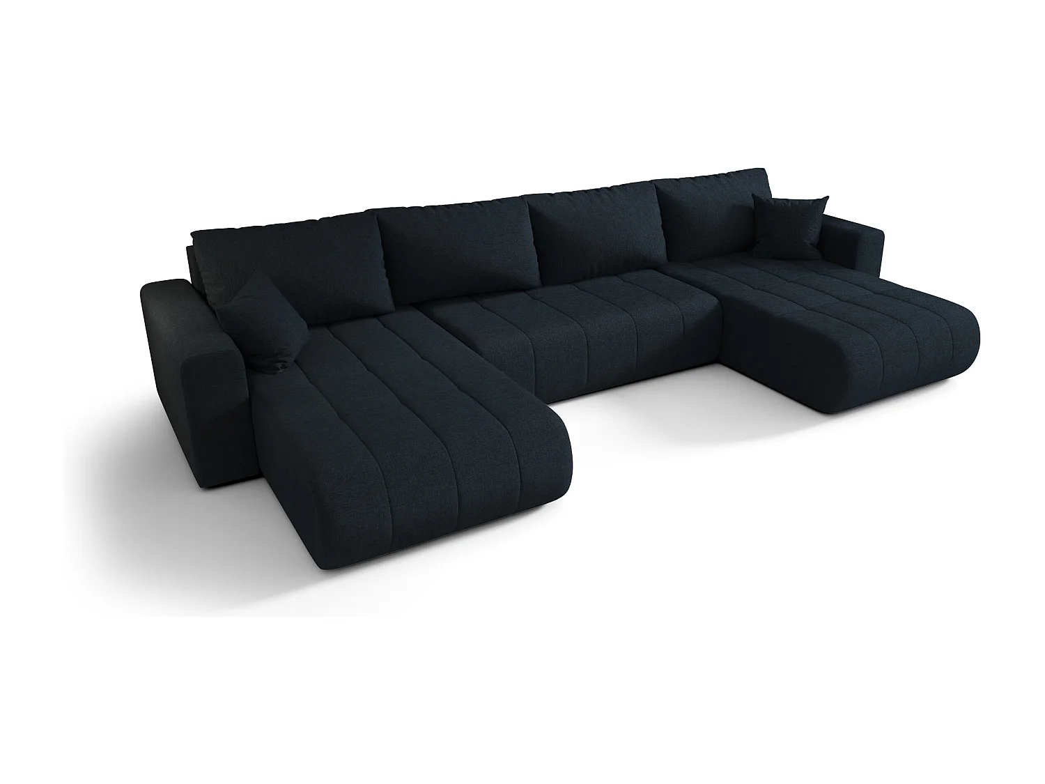 Canapé d'angle convertible avec coffre de rangement MILO U, tissu WIND, bleu foncé