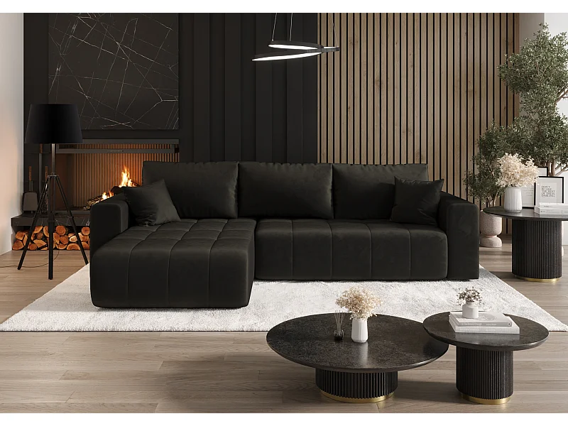 Ecksofa mit schlaffunktion und bettkasten MILO, stoff MONOLITH, Dunkelgrau, Links