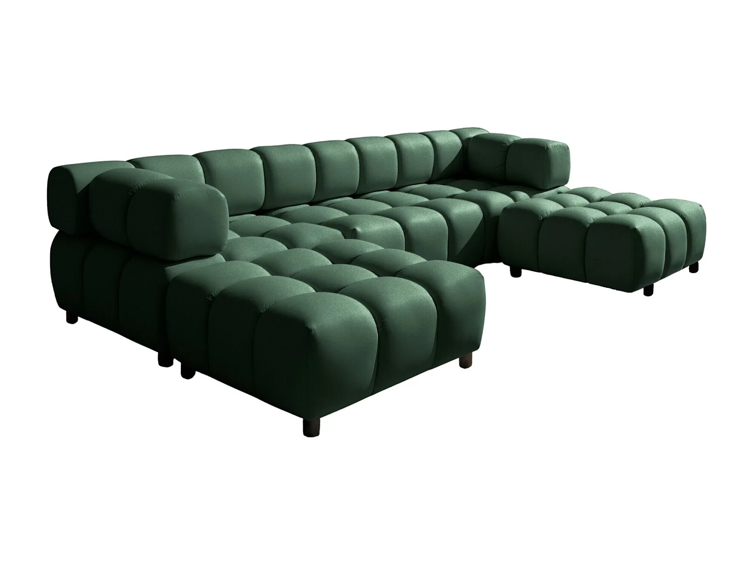 Canapé d'angle en U Bolla, tissu Bluvel, vert