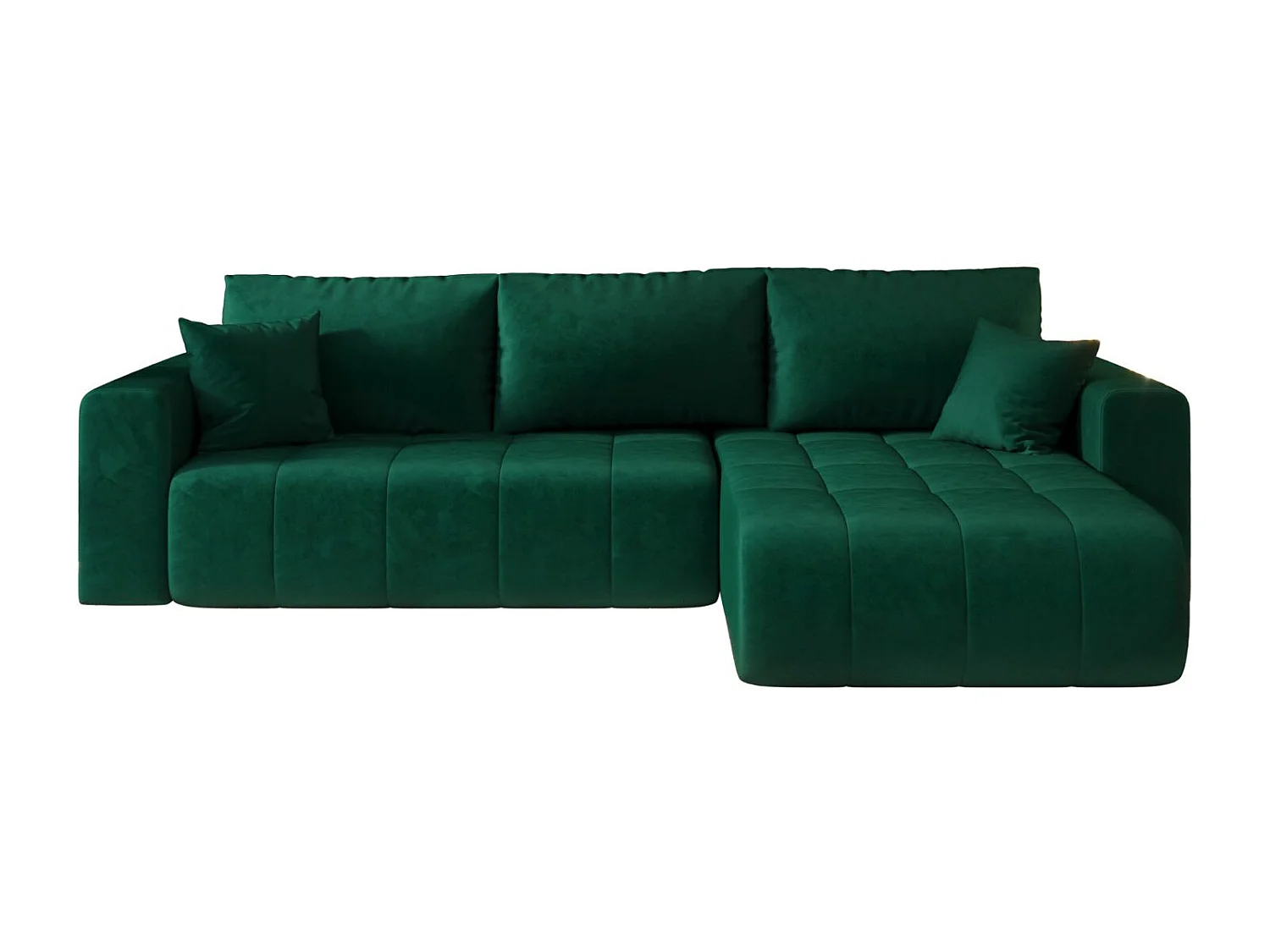 Canapé d'angle convertible avec coffre de rangement MILO, tissu MONOLITH, vert, à droite