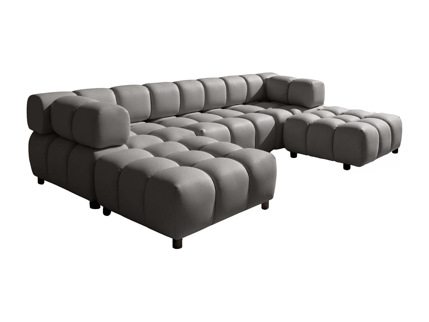 Canapé d'angle en U Bolla, tissu Bluvel, gris cendré