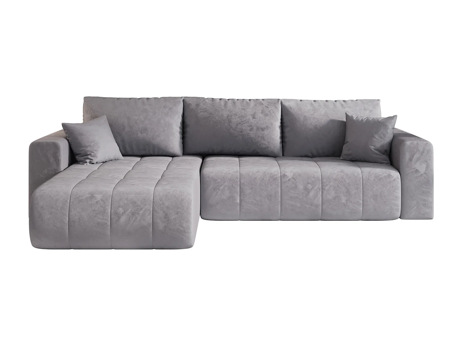 Canapé d'angle convertible avec coffre de rangement MILO, tissu MONOLITH, bleu clair, gauche