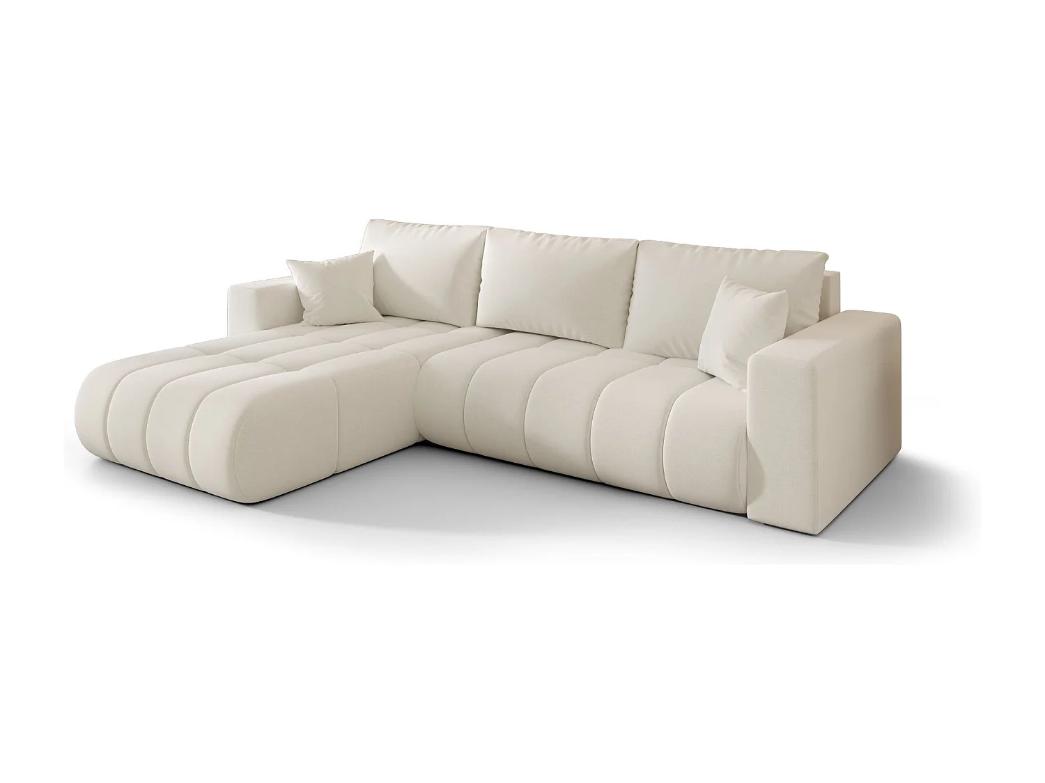 Ecksofa mit schlaffunktion und bettkasten MILO PREMIUM, stoff WIND, Ecru, Links