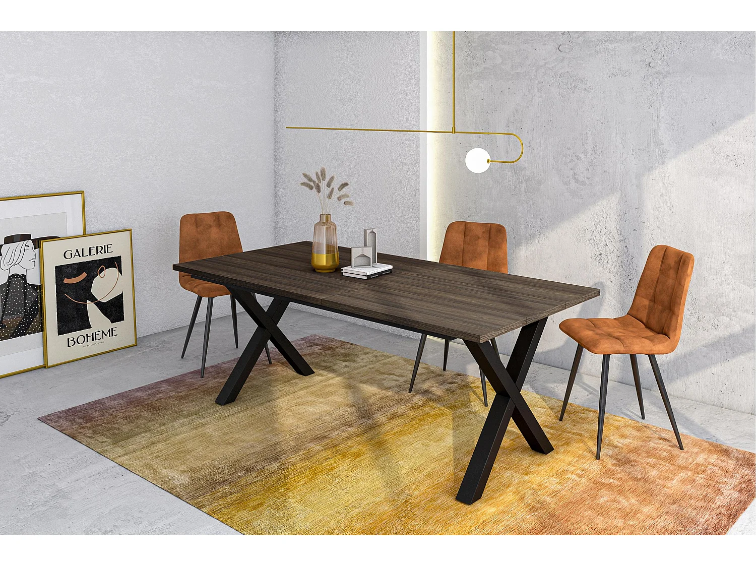 Table à manger, 194x90x74 cm, Pour 10 personnes, Meubles de Salon, Chêne foncé