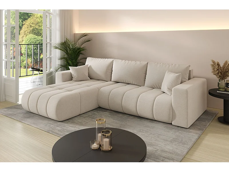 Ecksofa mit schlaffunktion und bettkasten MILO PREMIUM, stoff WIND, Beige, Links