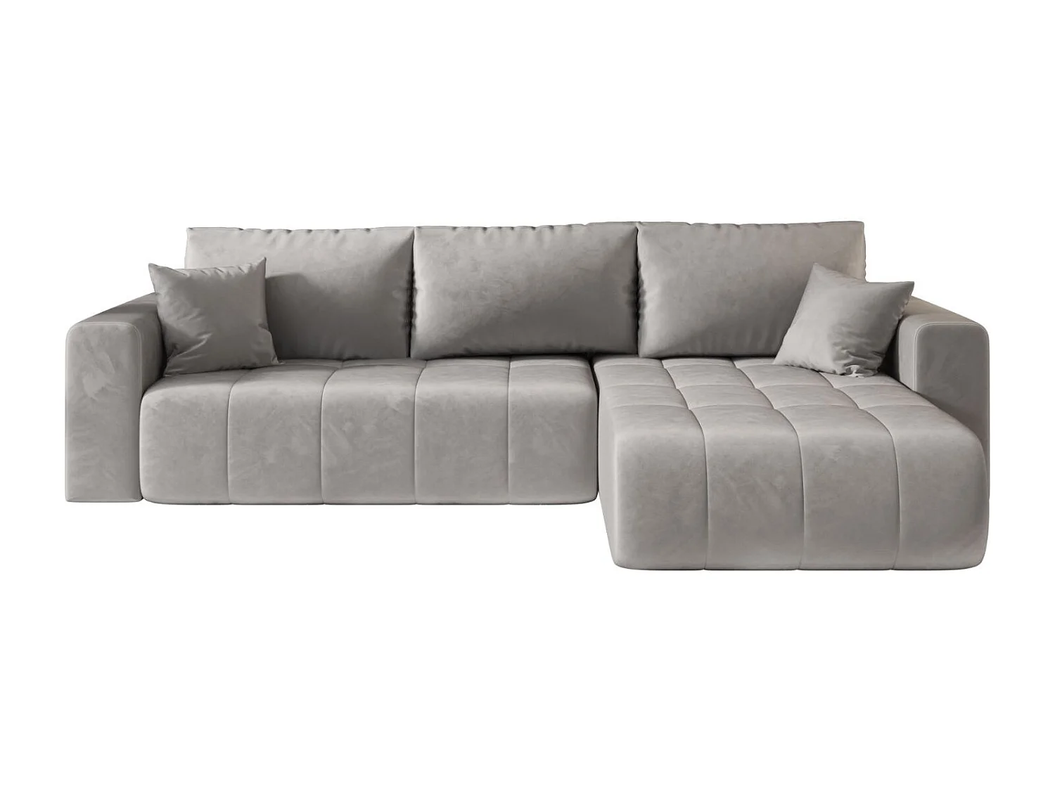 Canapé d'angle convertible avec coffre de rangement MILO, tissu MONOLITH, gris clair, à droite