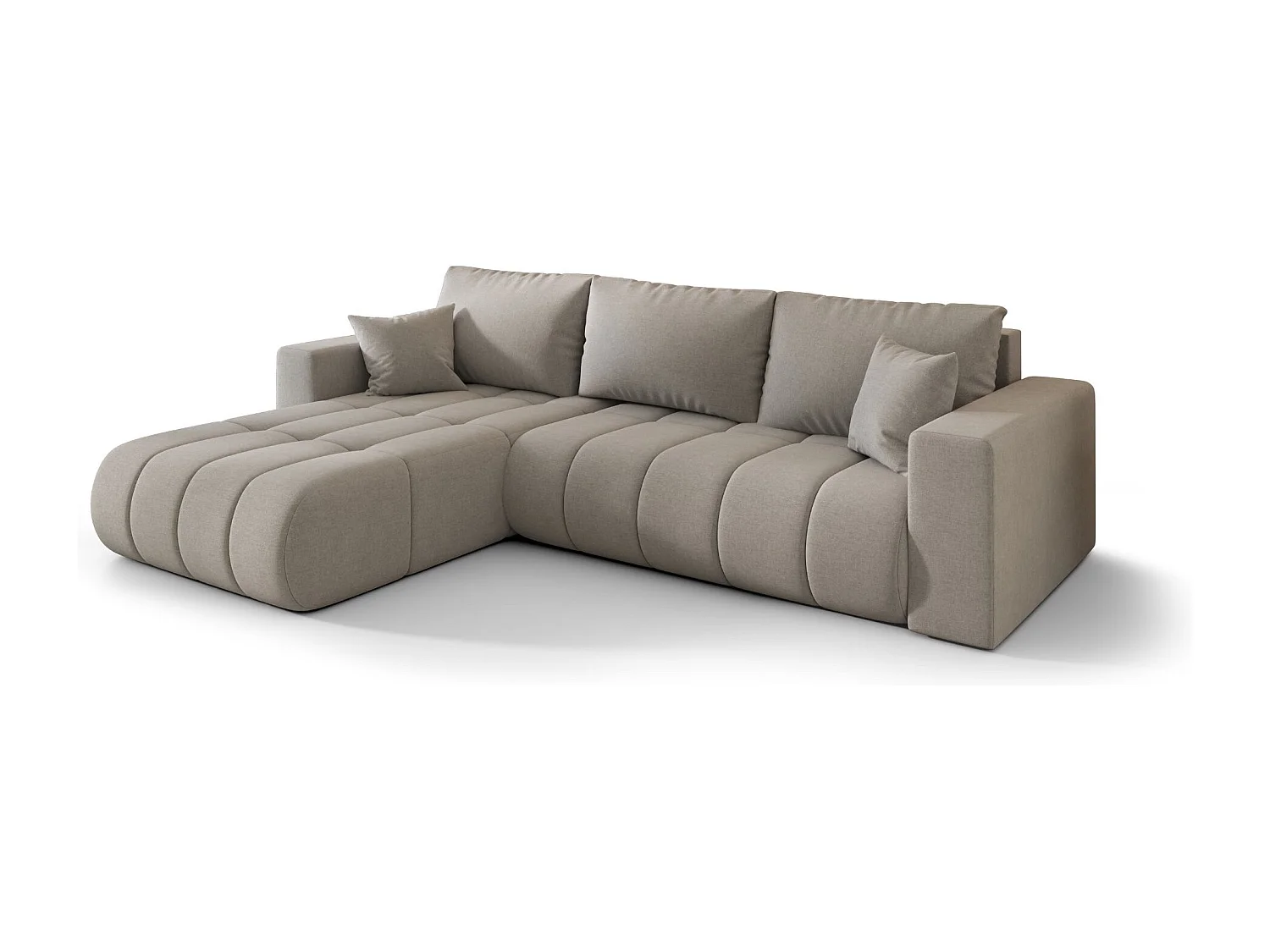Ecksofa mit schlaffunktion und bettkasten MILO PREMIUM, stoff WIND, Sandgrau, Links