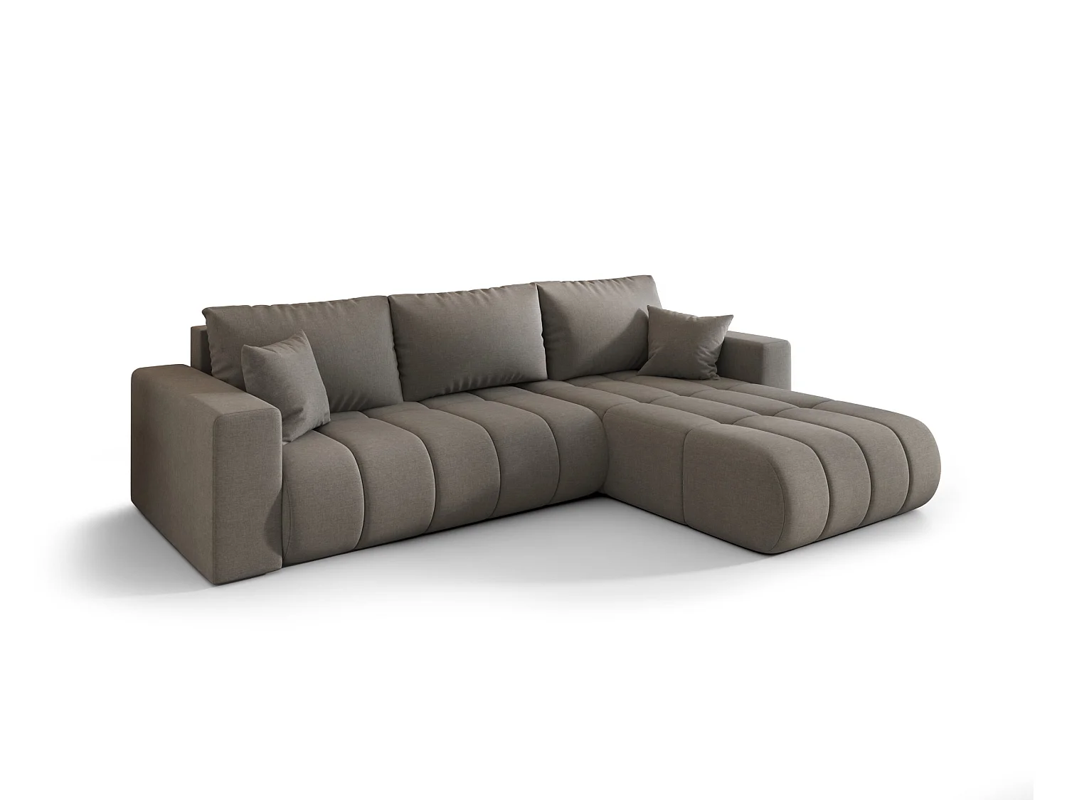 Canapé d'angle convertible avec compartiment de rangement MILO PREMIUM, tissu WIND, acier, droite