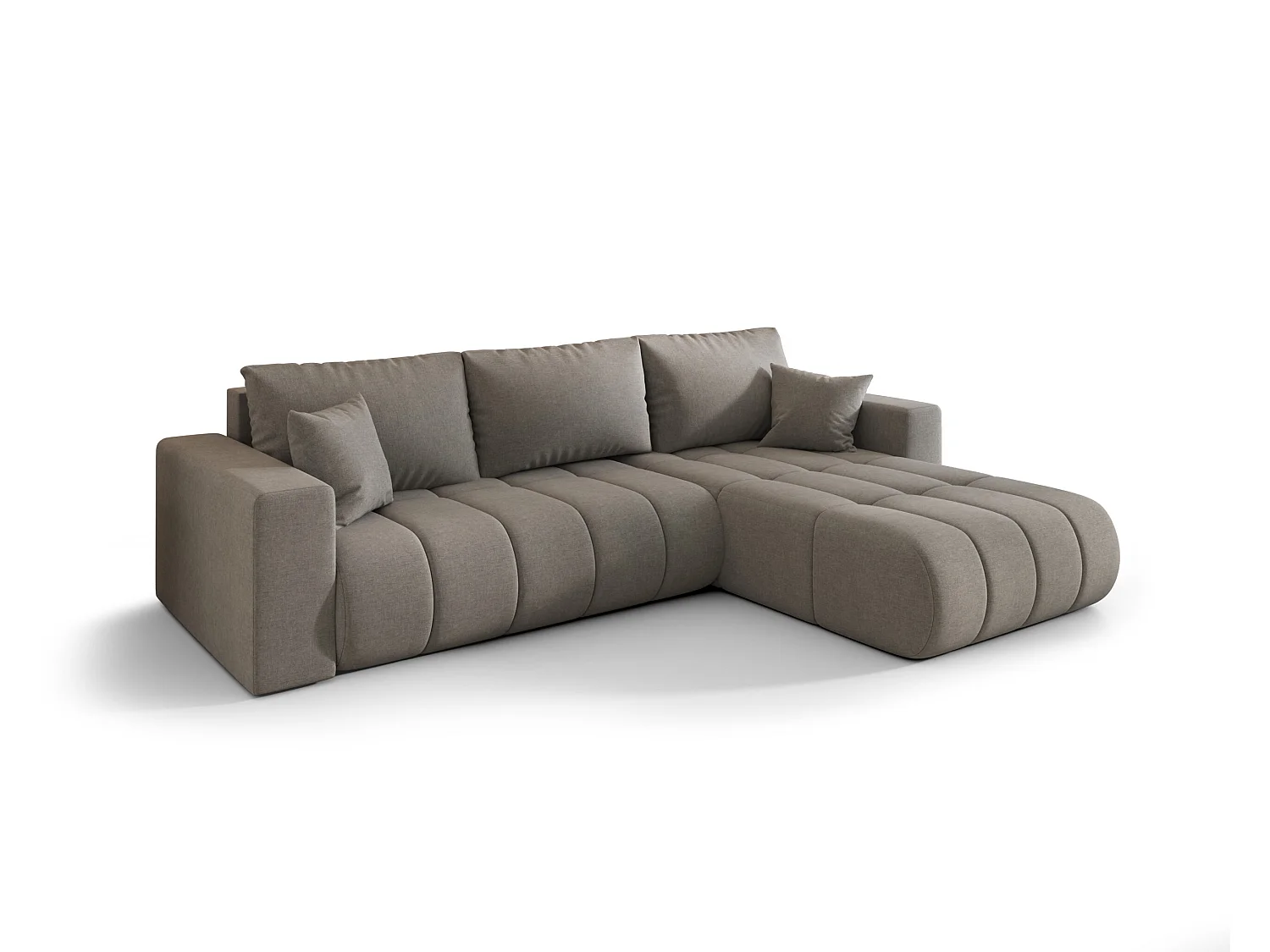 Canapé d'angle convertible avec compartiment de rangement MILO PREMIUM, tissu WIND, gris-brun, côté droit