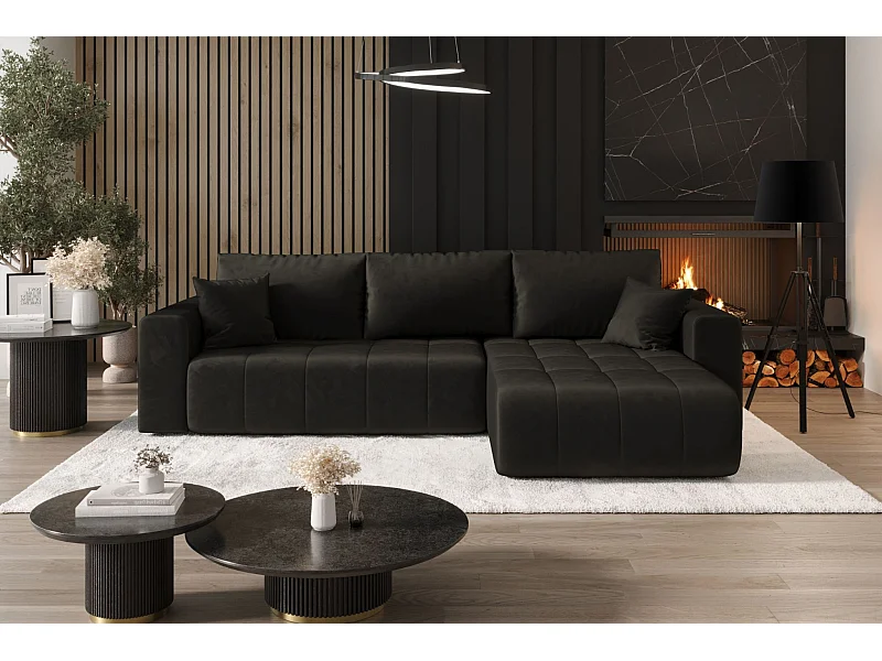 Ecksofa mit schlaffunktion und bettkasten MILO, stoff MONOLITH, Dunkelgrau, Rechts