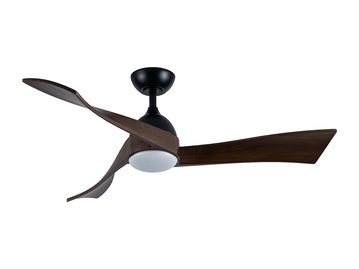 Ventilateur de plafond lumineux - L. 132 cm - Bois de pauwlonia naturel foncé - ELVARA