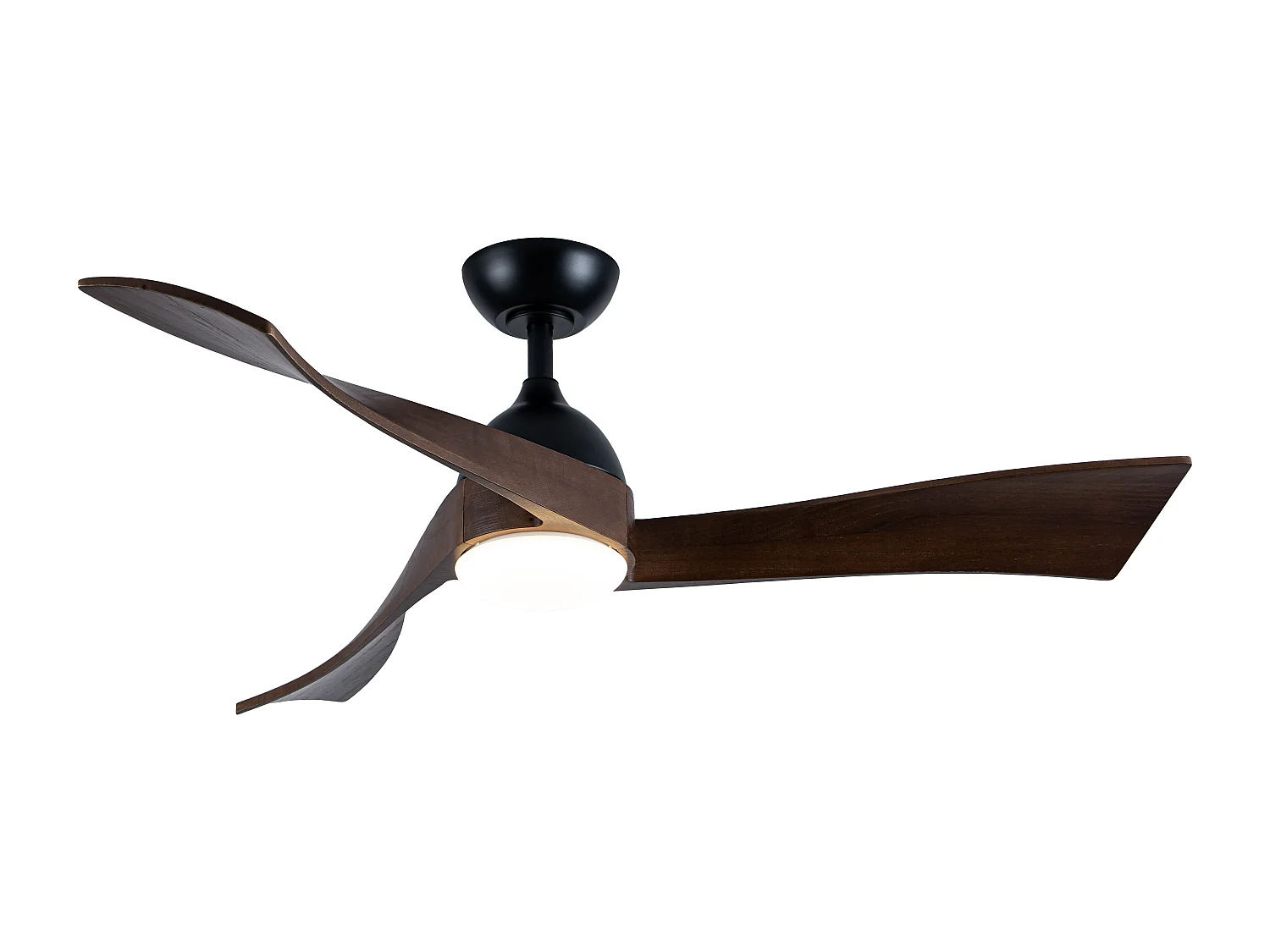 Ventilateur de plafond lumineux - L. 132 cm - Bois de pauwlonia naturel foncé - ELVARA