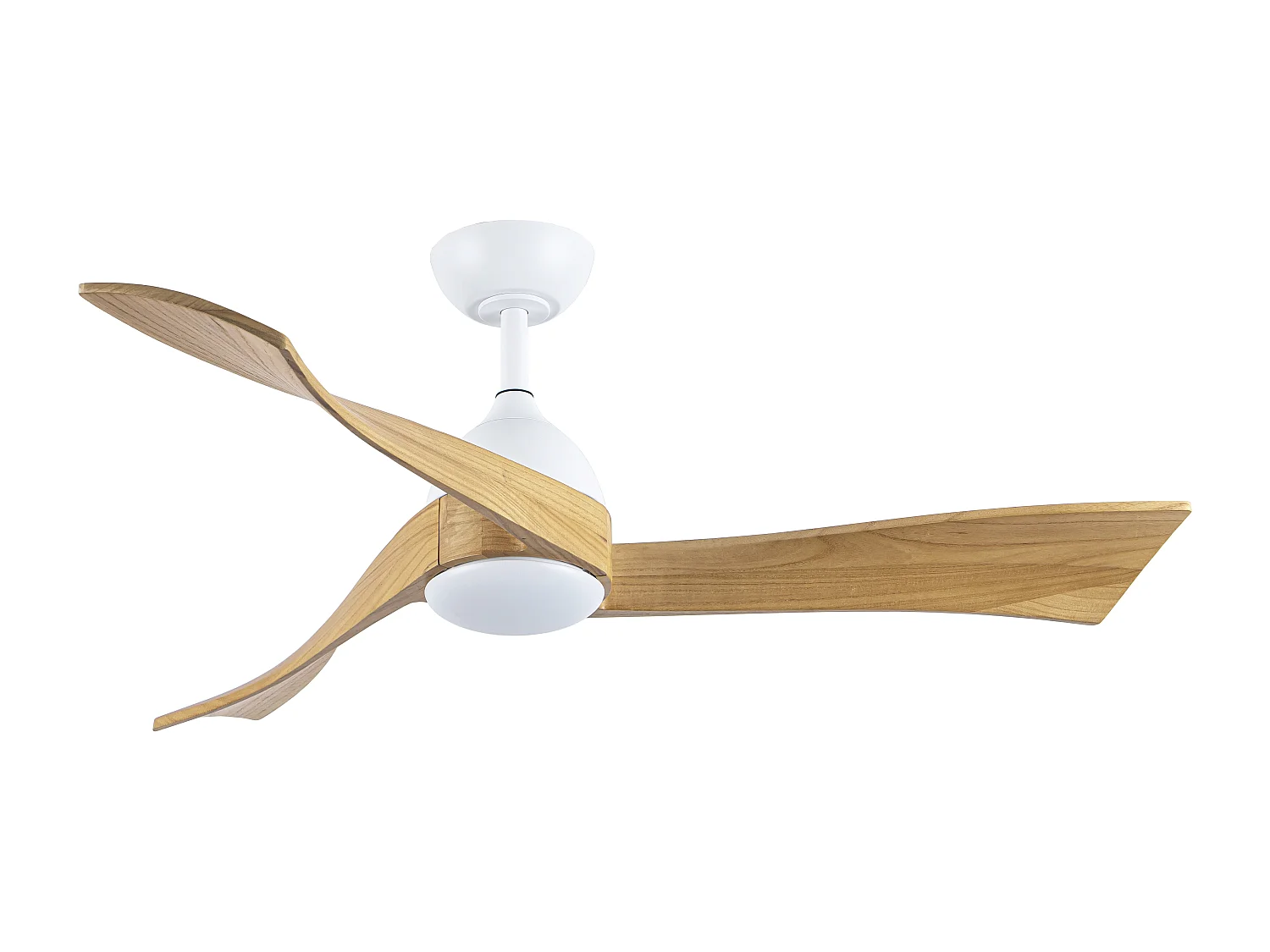 Ventilateur de plafond lumineux - L.132 cm - Bois de pauwlonia naturel clair - ELVARA