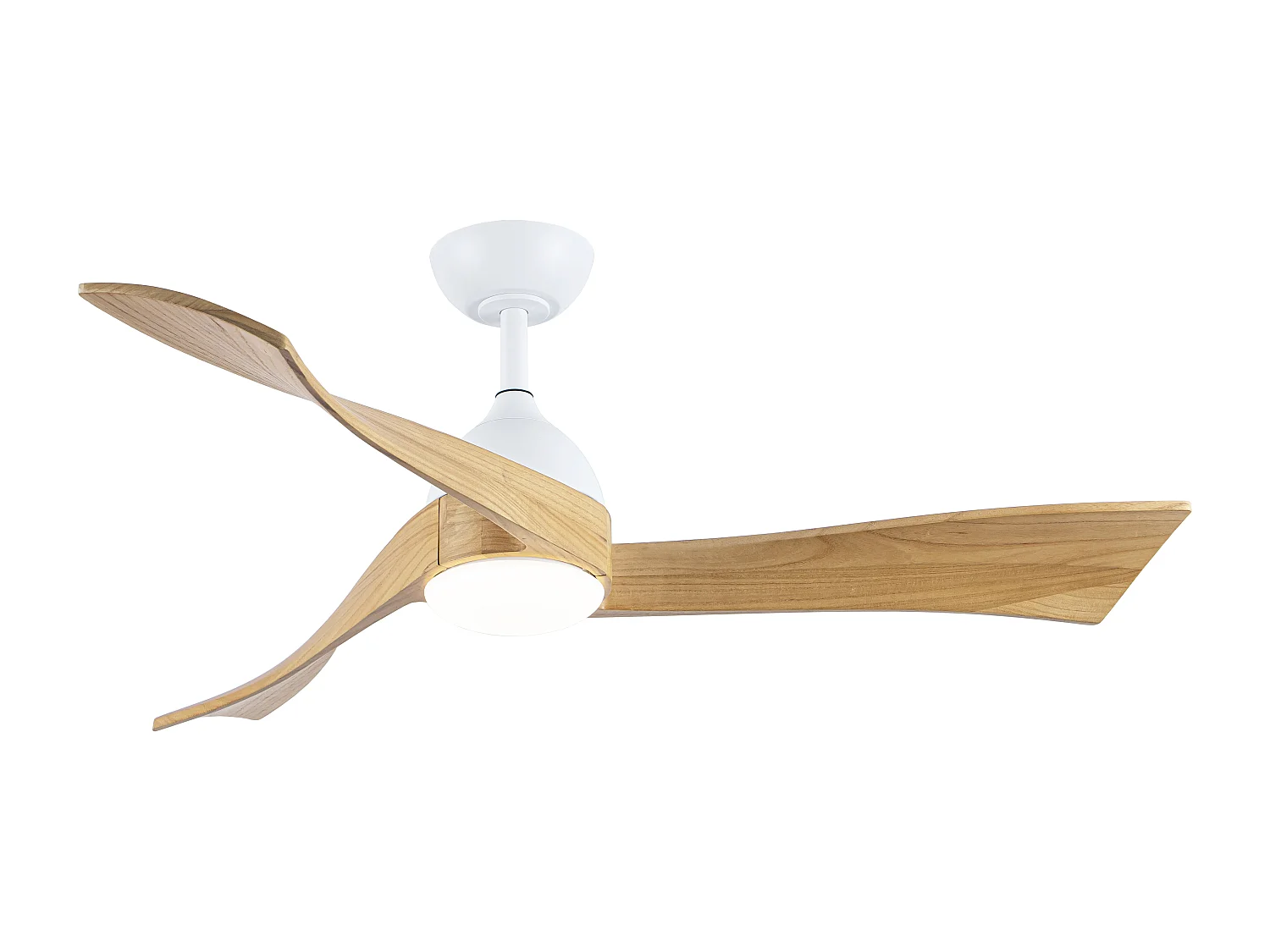 Ventilateur de plafond lumineux - L.132 cm - Bois de pauwlonia naturel clair - ELVARA