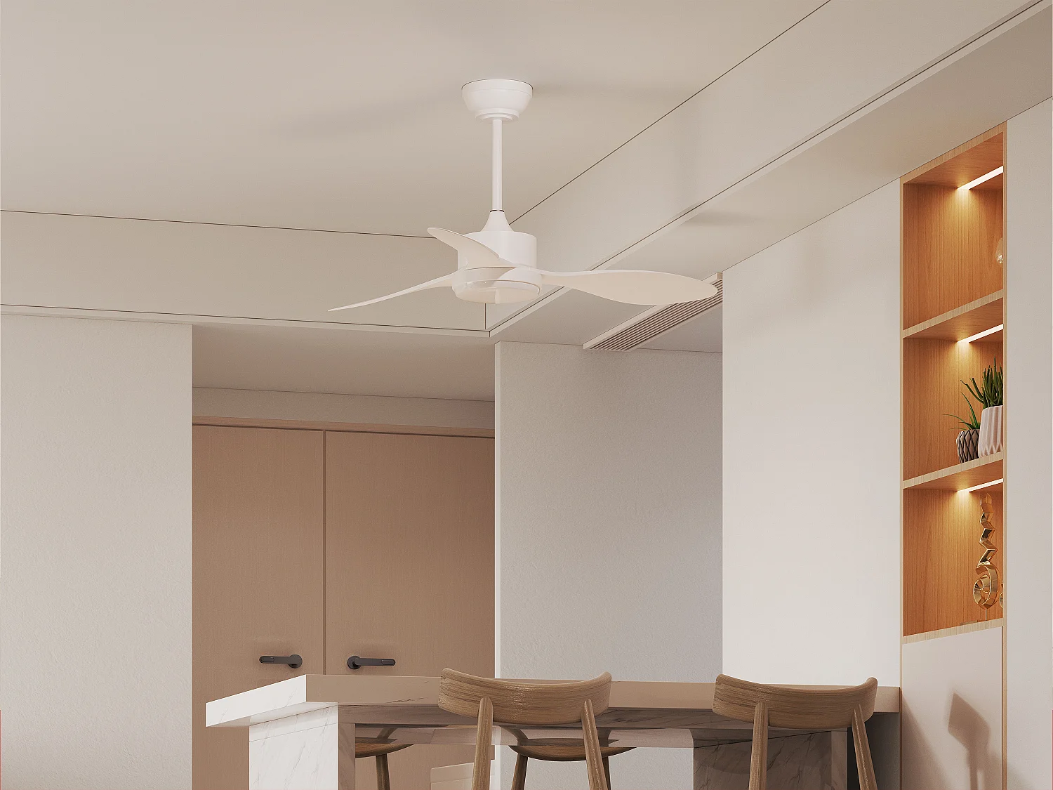 Ventilateur de plafond lumineux - L. 107cm - Blanc - AREUM