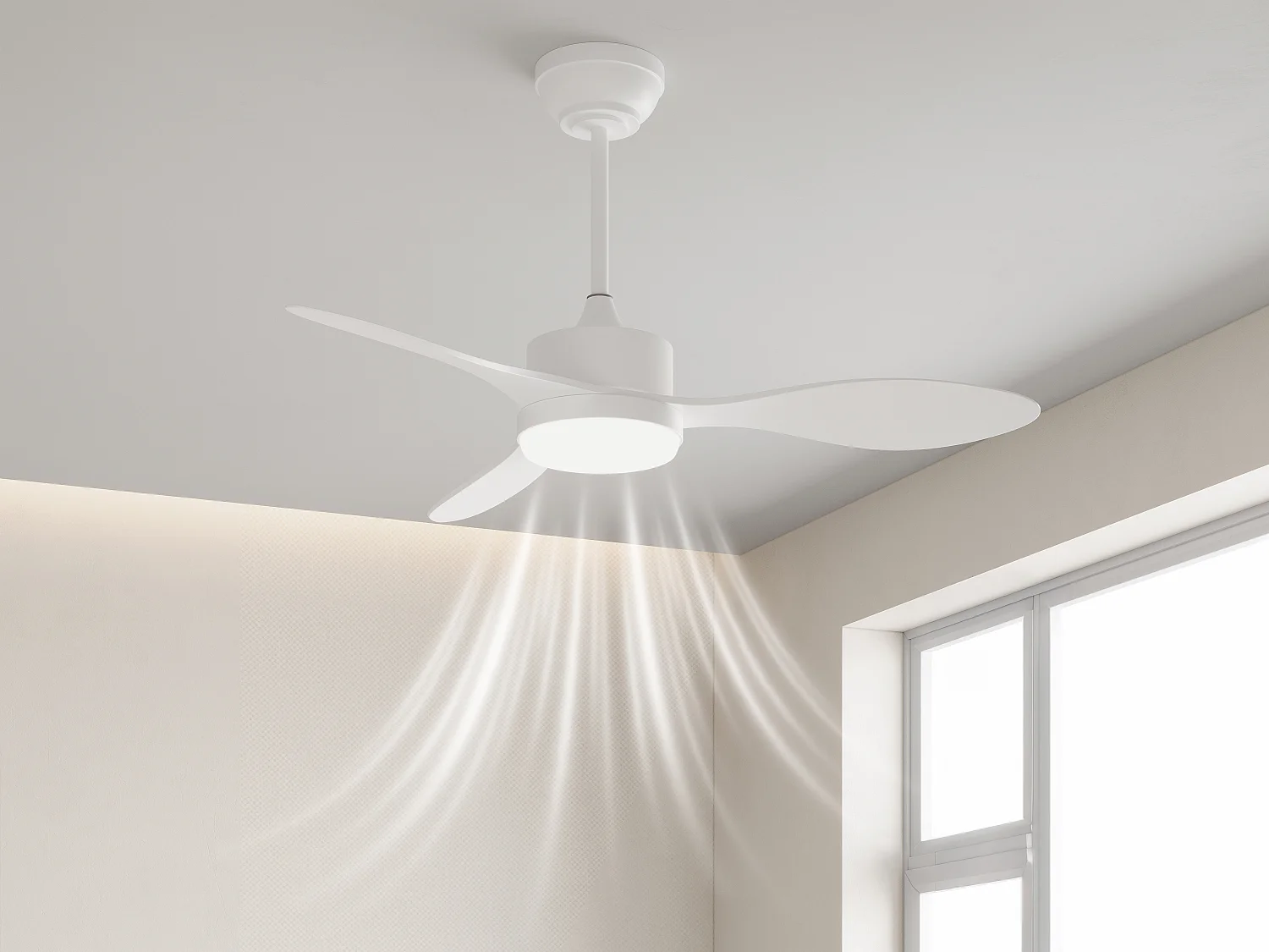 Ventilateur de plafond lumineux - L. 107cm - Blanc - AREUM