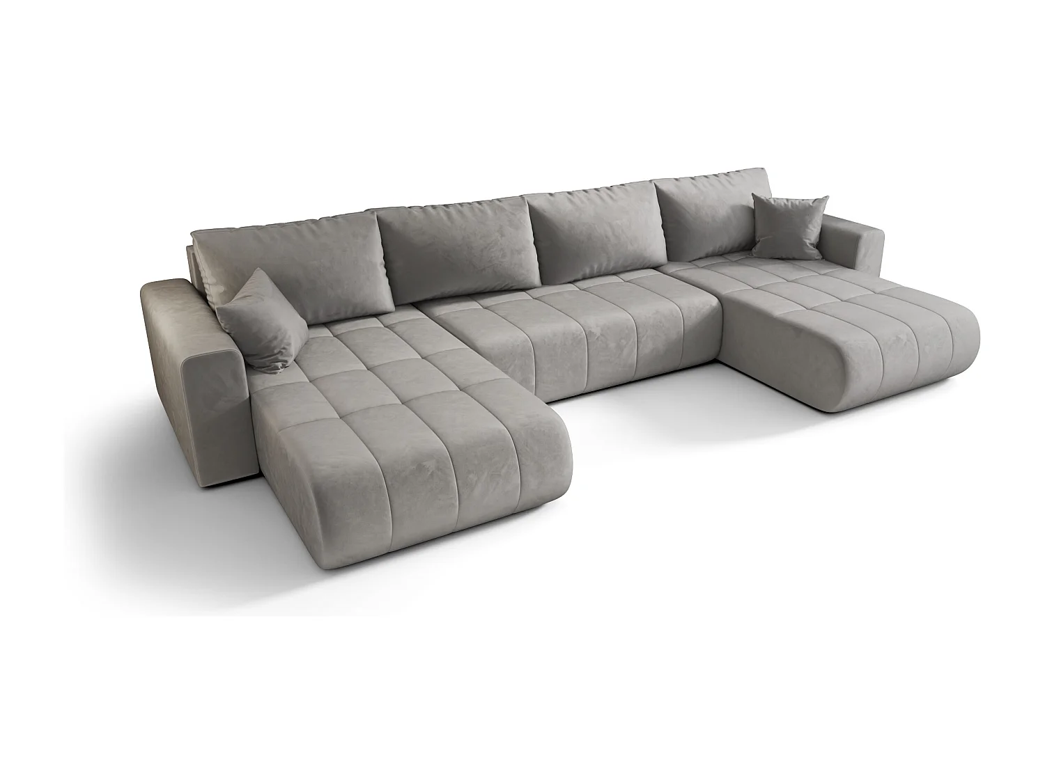 Canapé d'angle convertible avec coffre de rangement MILO U, tissu MONOLITH, gris clair