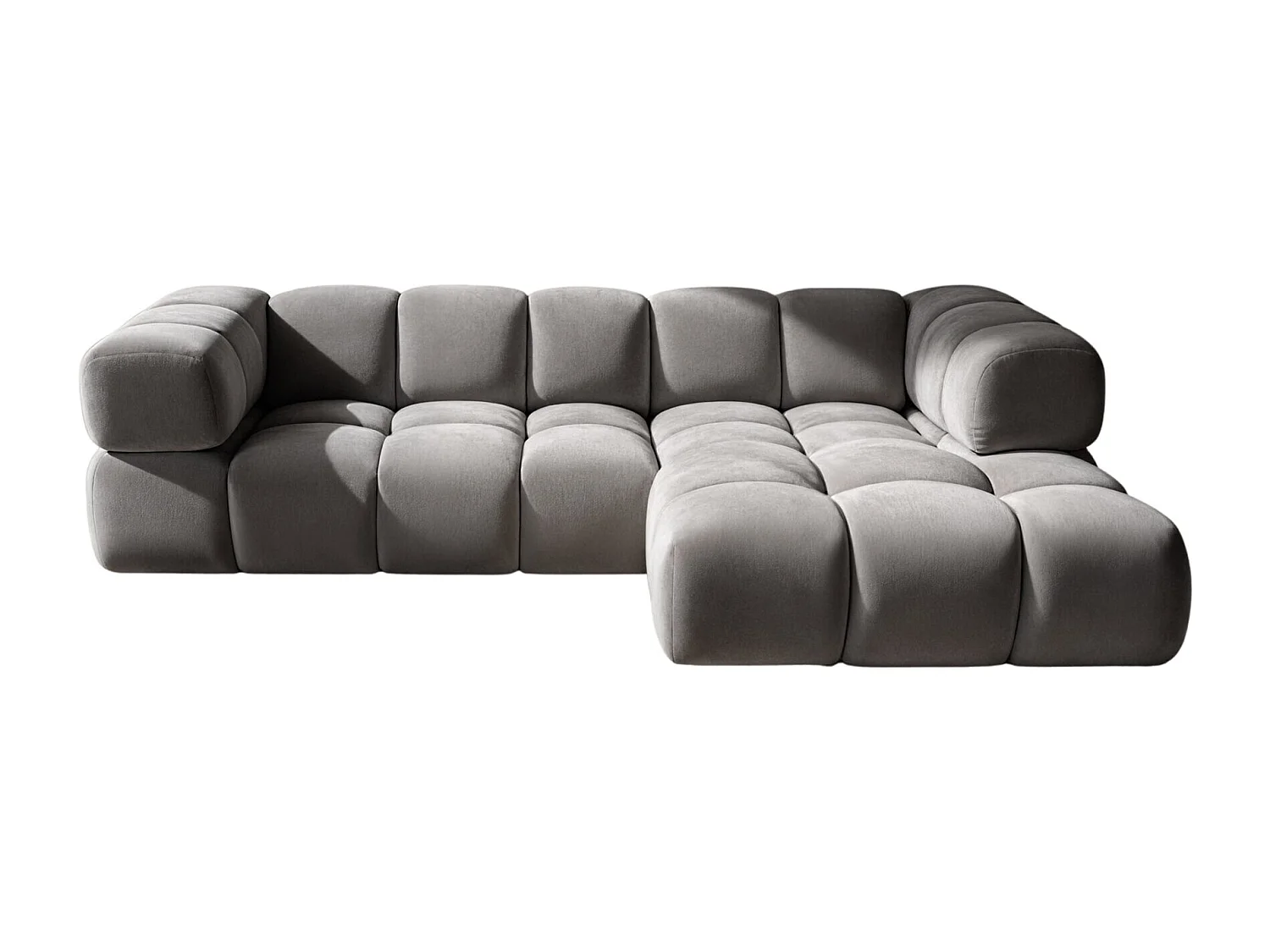 Canapé d'angle en L Averro, tissu Bluvel, gris cendré, à droite