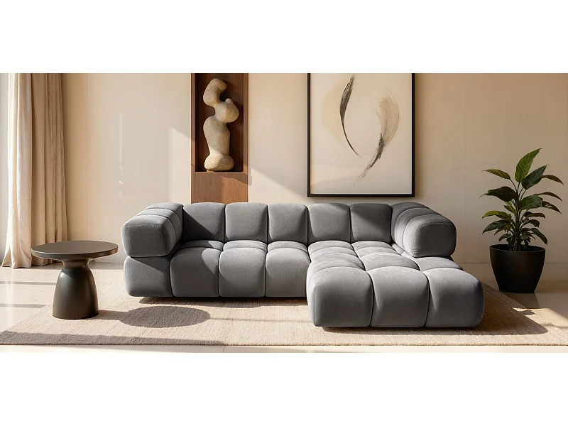 Ecksofa L-Form Averro, stoff Bluvel, Aschgrau, Rechts