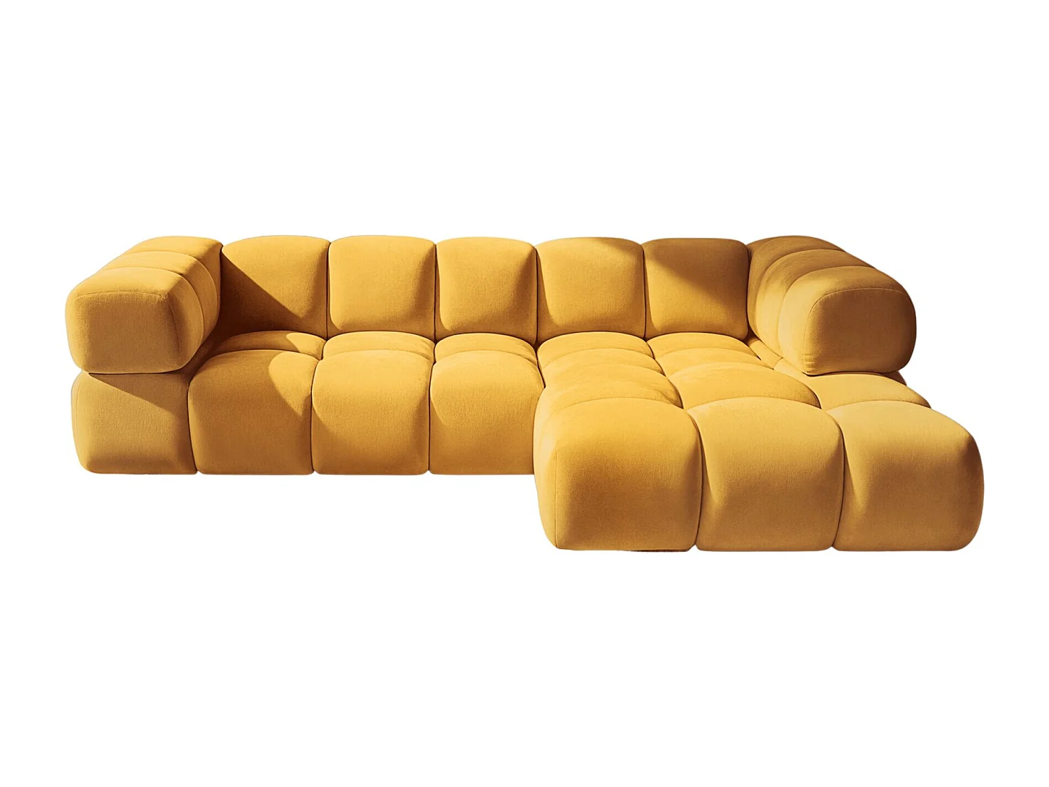 Divano angolare a L Averro, tessuto Bluvel, Golden, destra