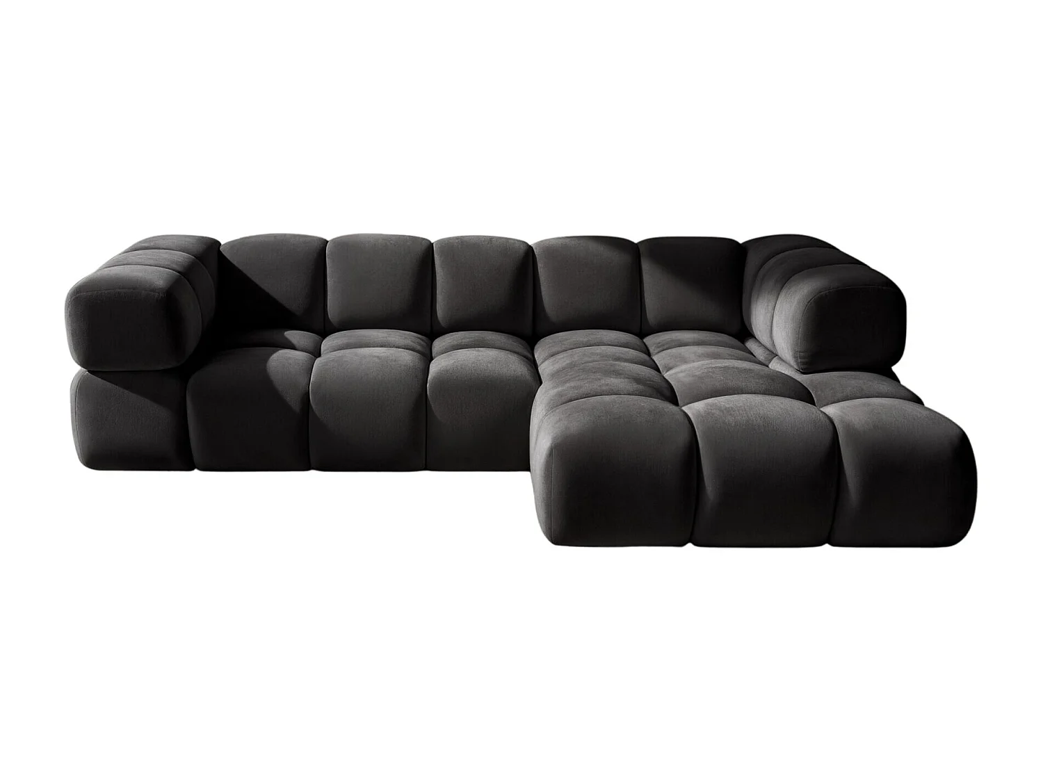 Canapé d'angle en L Averro, tissu Bluvel, noir, côté droit