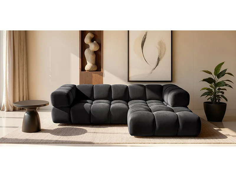 Ecksofa L-Form Averro, stoff Bluvel, Schwarz, Rechts