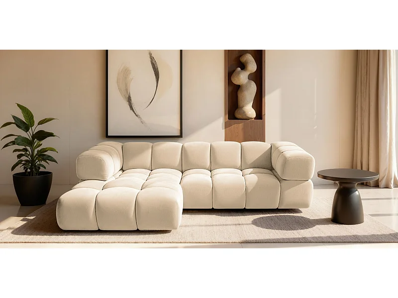 Ecksofa L-Form Averro, stoff Bluvel, Creme, Links